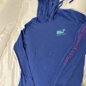 Vineyard Vines Blue Hoodie with Pink Logo
